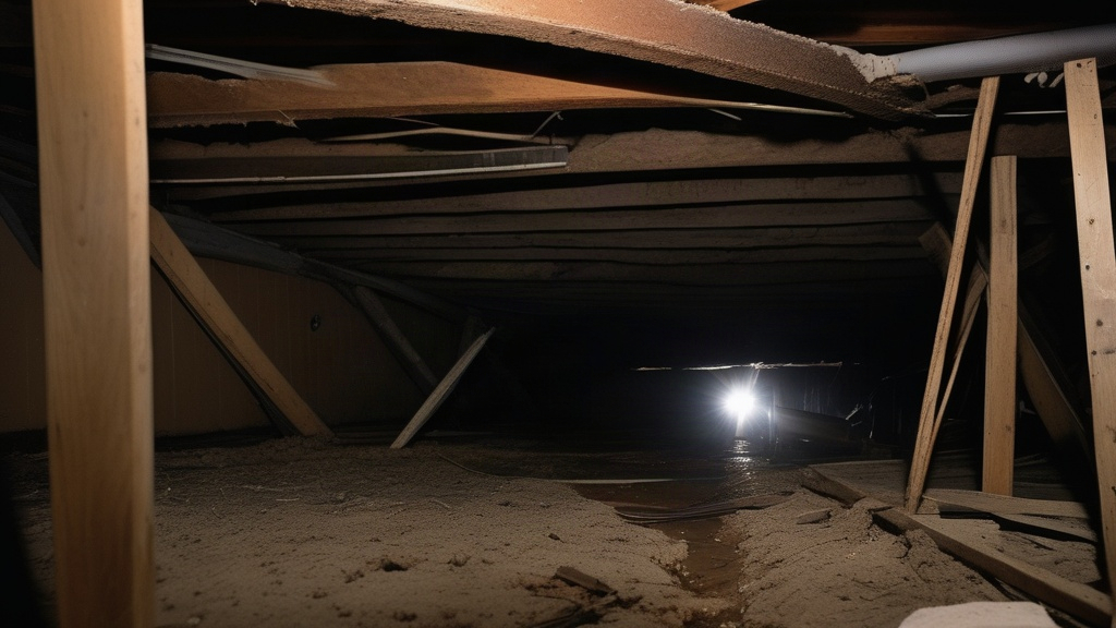 Crawl space with moisture damage in East Texas home